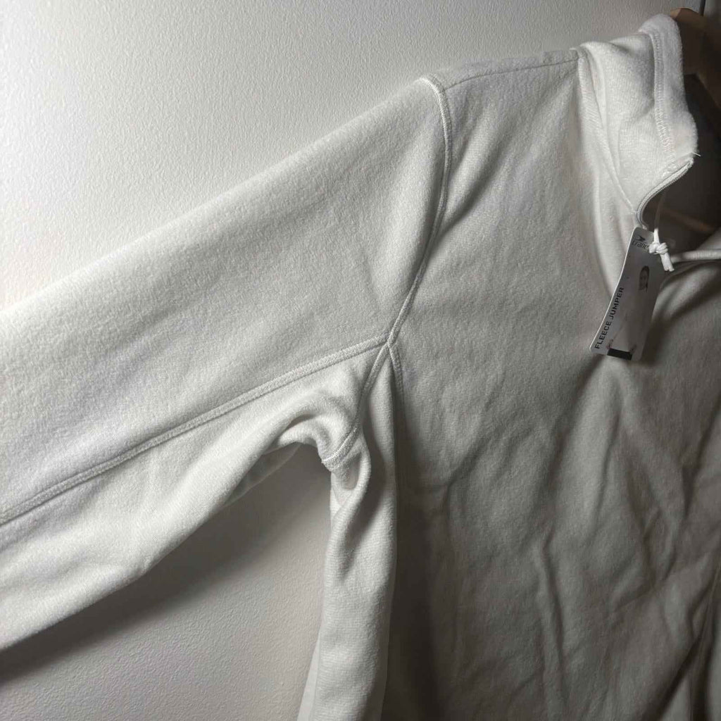 Crane Womens Large Full Zip Jacket white Heather Merino Wool Blend BNWT