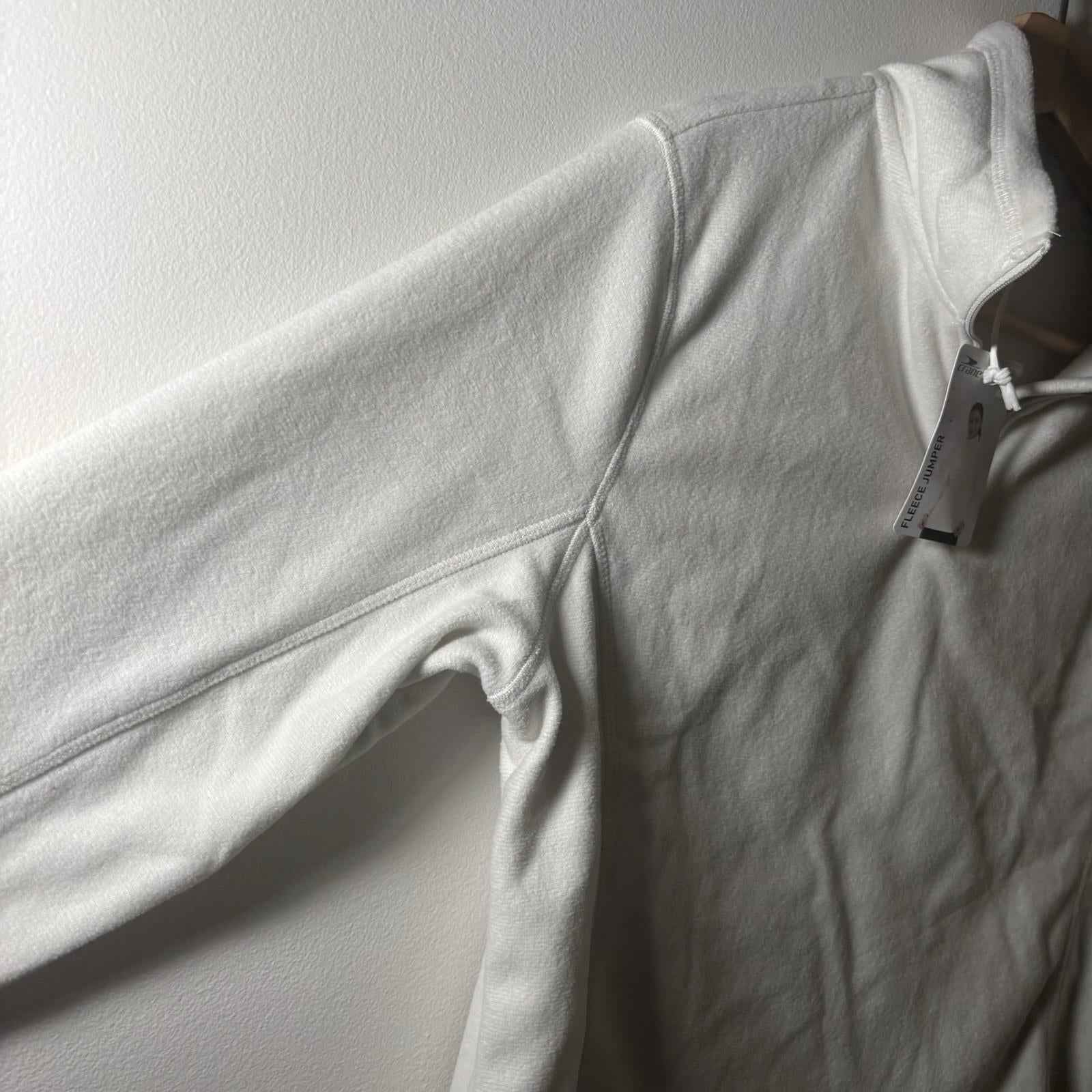 Crane Womens Large Full Zip Jacket white Heather Merino Wool Blend BNWT