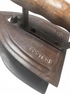 Vintage Cast Iron Charcoal Clothes Iron with Wooden Handle