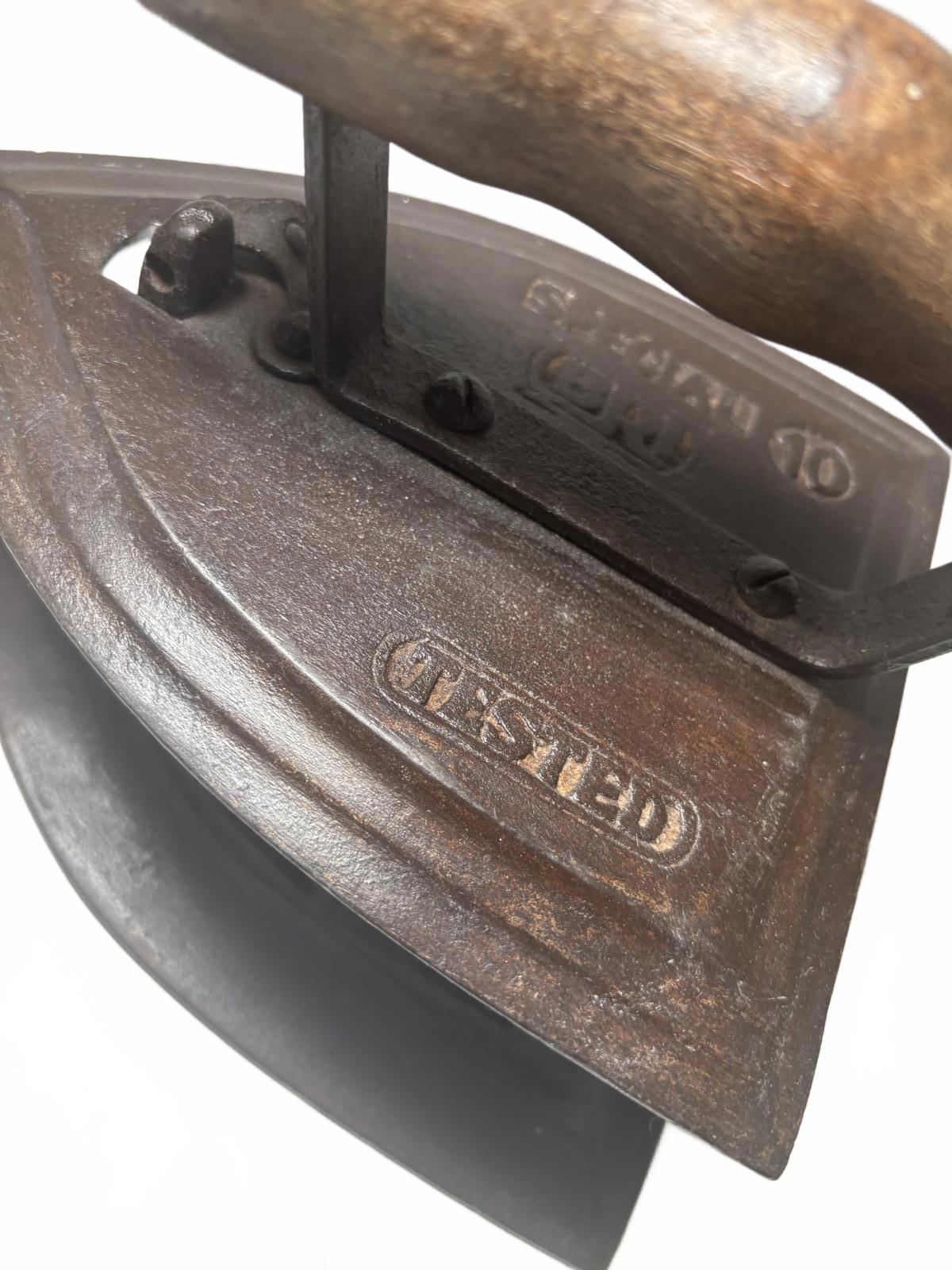 Vintage Cast Iron Charcoal Clothes Iron with Wooden Handle