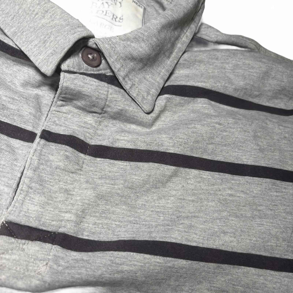 Botany Bay Traders XXL Grey Striped Long Sleeve Polo Shirt