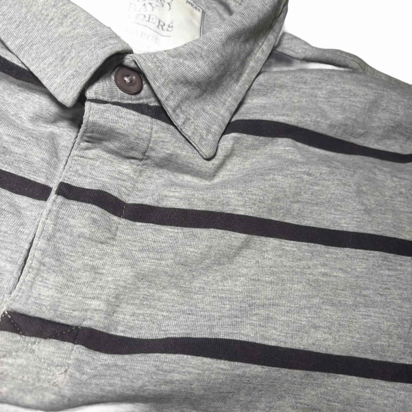 Botany Bay Traders XXL Grey Striped Long Sleeve Polo Shirt