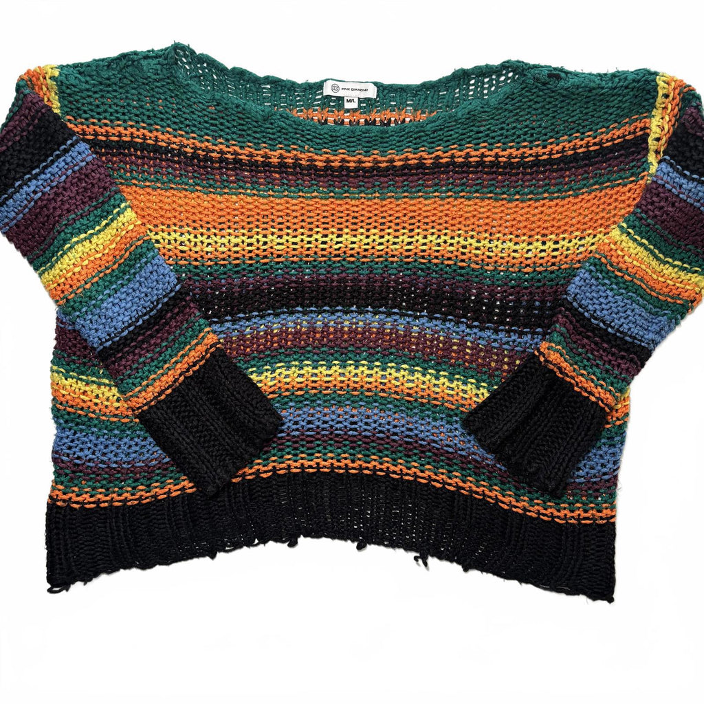 Pink Diamond Medium/Large Knit Sweater Multicolor Striped - Come Sell Nearly Anything