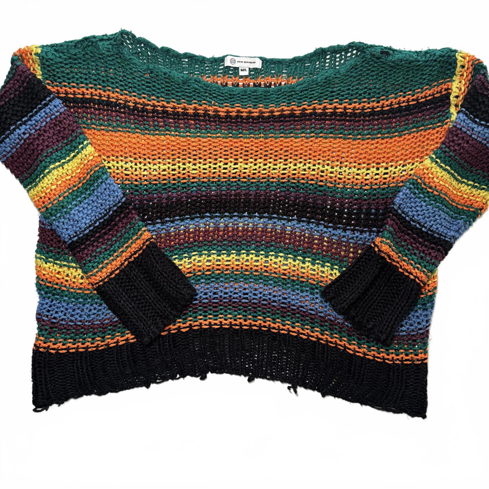 Pink Diamond Medium/Large Knit Sweater Multicolor Striped - Come Sell Nearly Anything