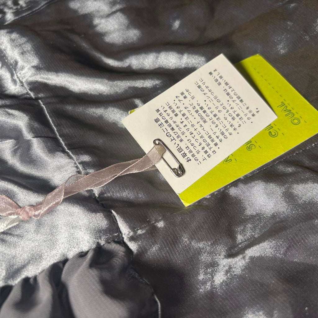 Women's CCT Fashion Silver Satin Bubble Hem Skirt with Ribbon Detail Size M BNWT