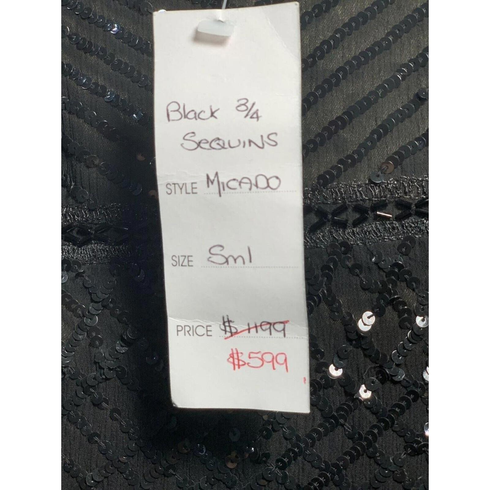 Menho Bondhu Womens Vintage Black Dress Size S Evening Sequin RRP $1199