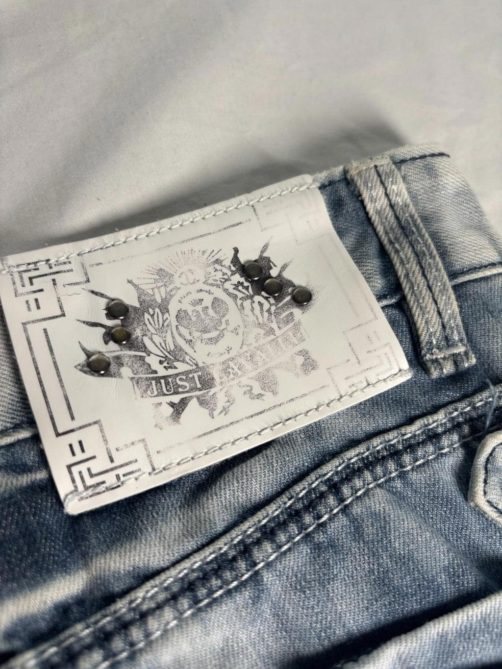 Just Cavalli Men's Straight Leg Jeans Size 31 Vintage Washed Denim Double Pocket