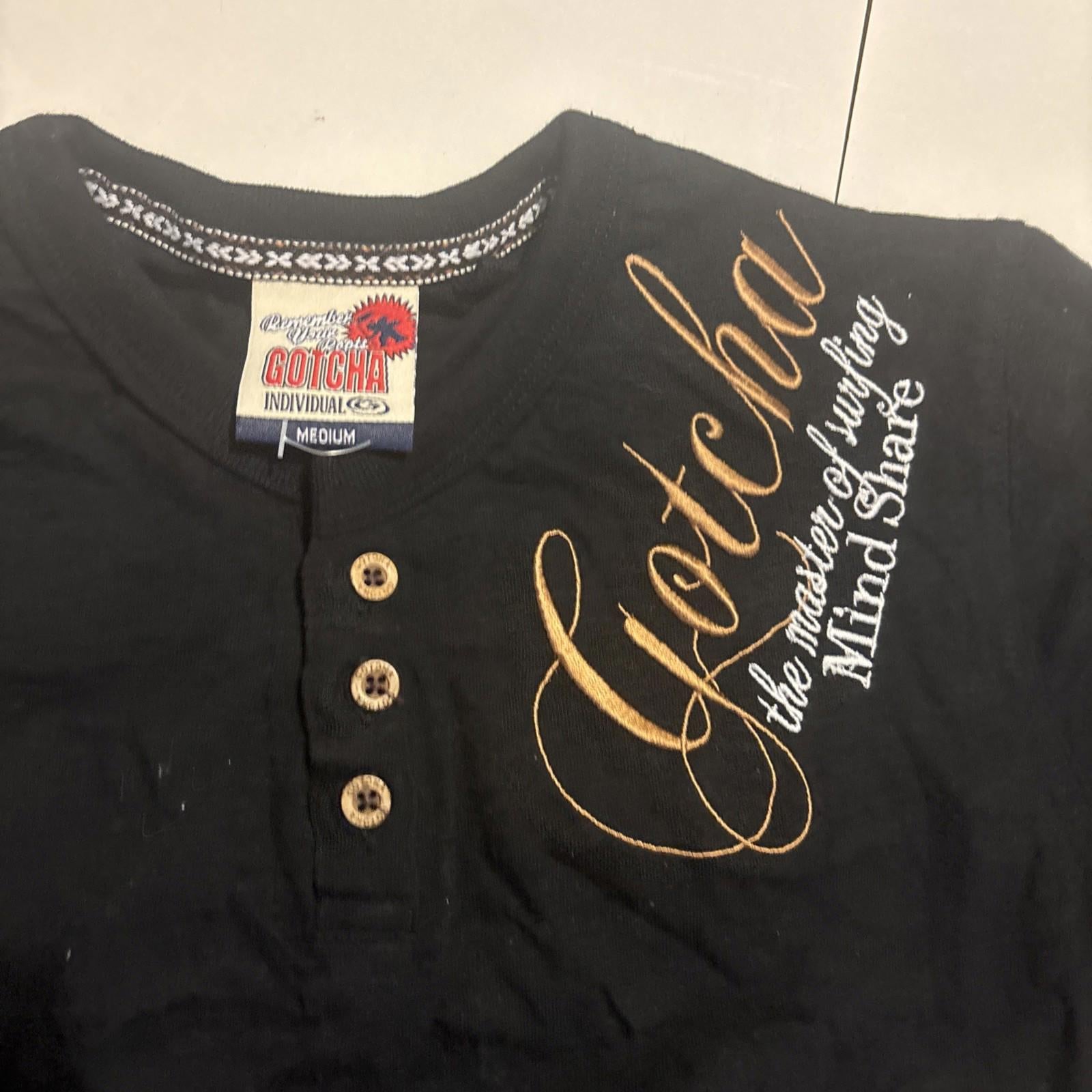 Gotcha Surf  Shirt Black Long Sleeve Embroidered Surf Print California - Come Sell Nearly Anything