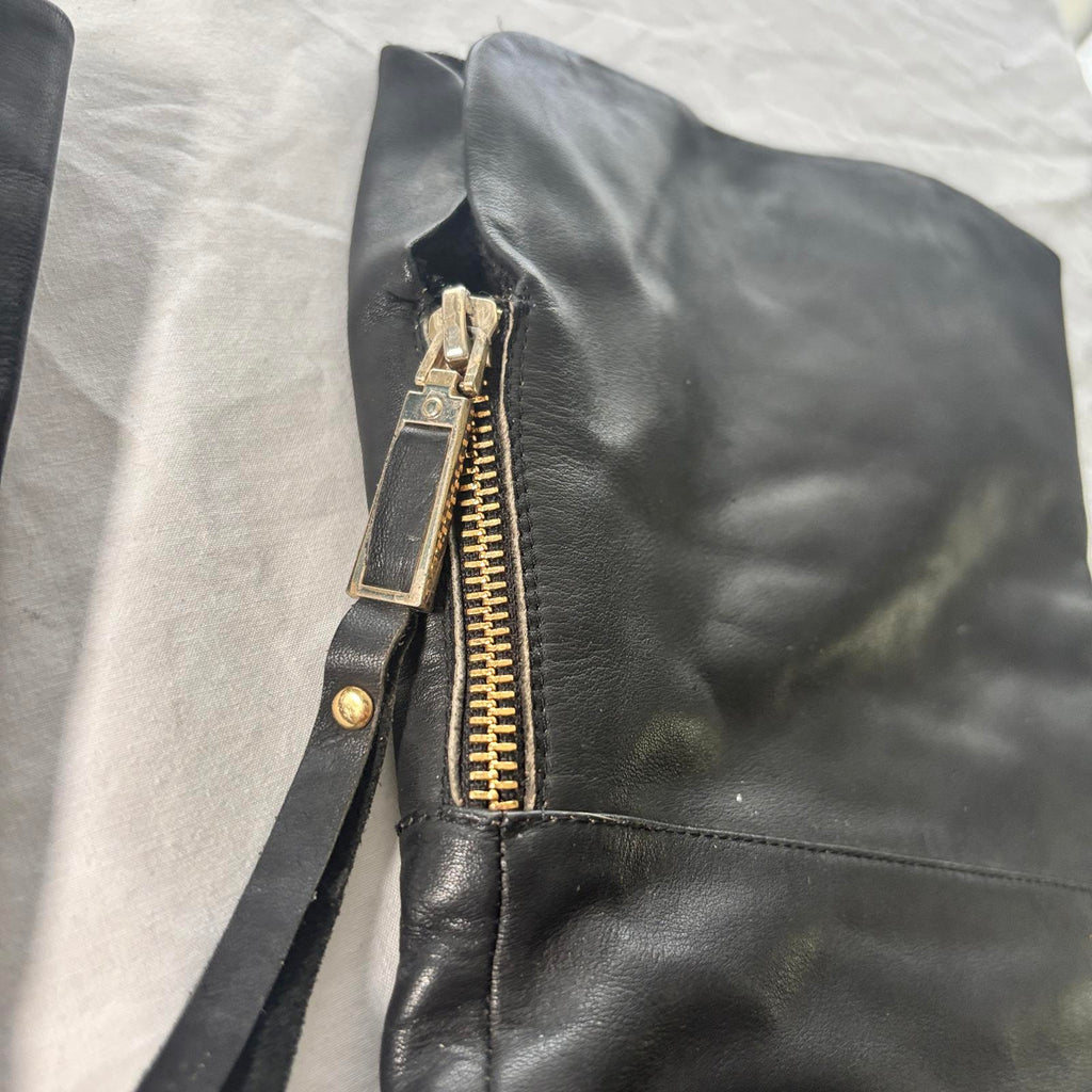 VTG Sapiniere Women's Black Knee-High Leather Boots Size 7.5 Heeled Elegant