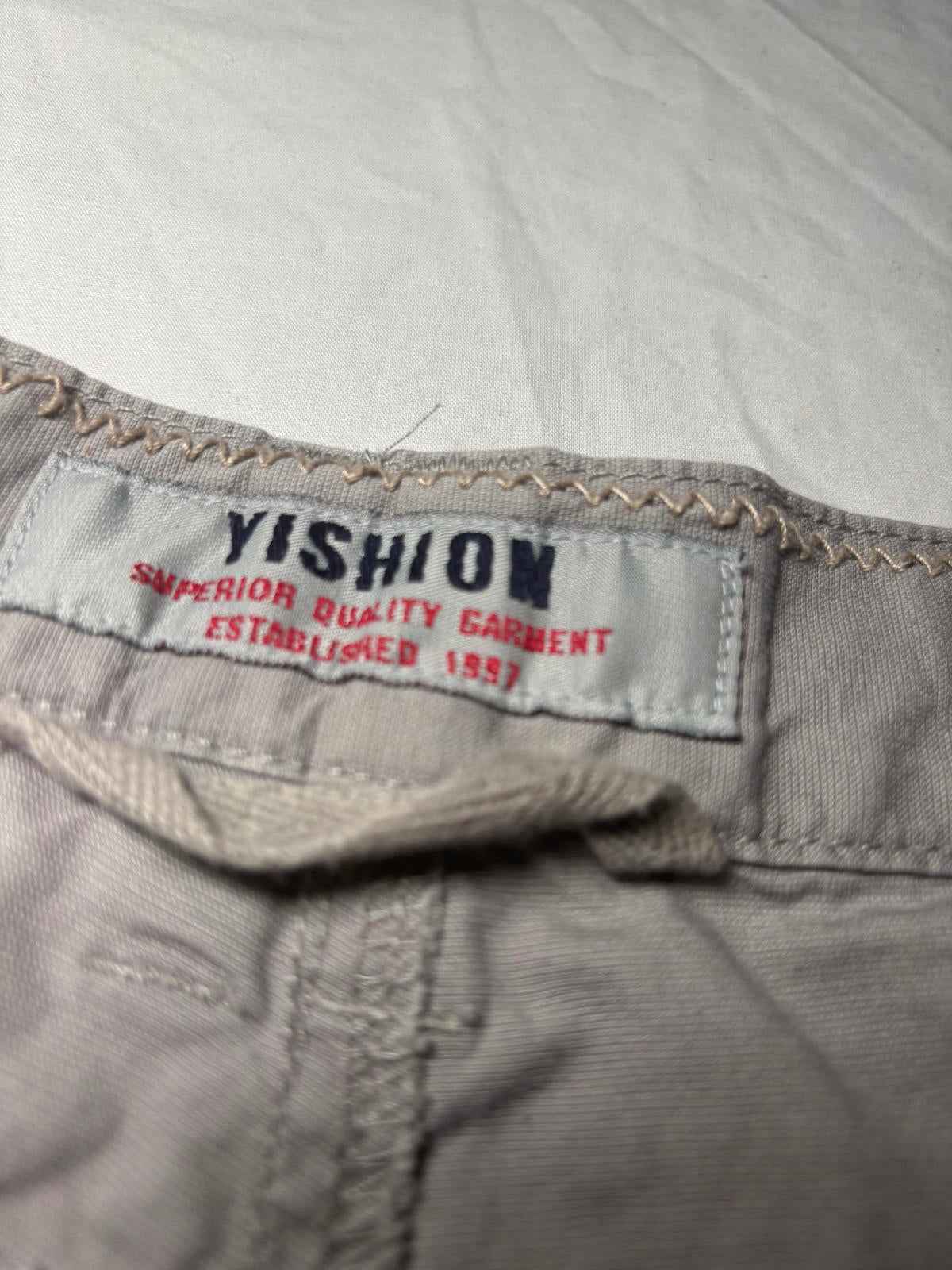 Yishion Men's Cargo Pants Size 35 Beige Cotton Casual Workwear