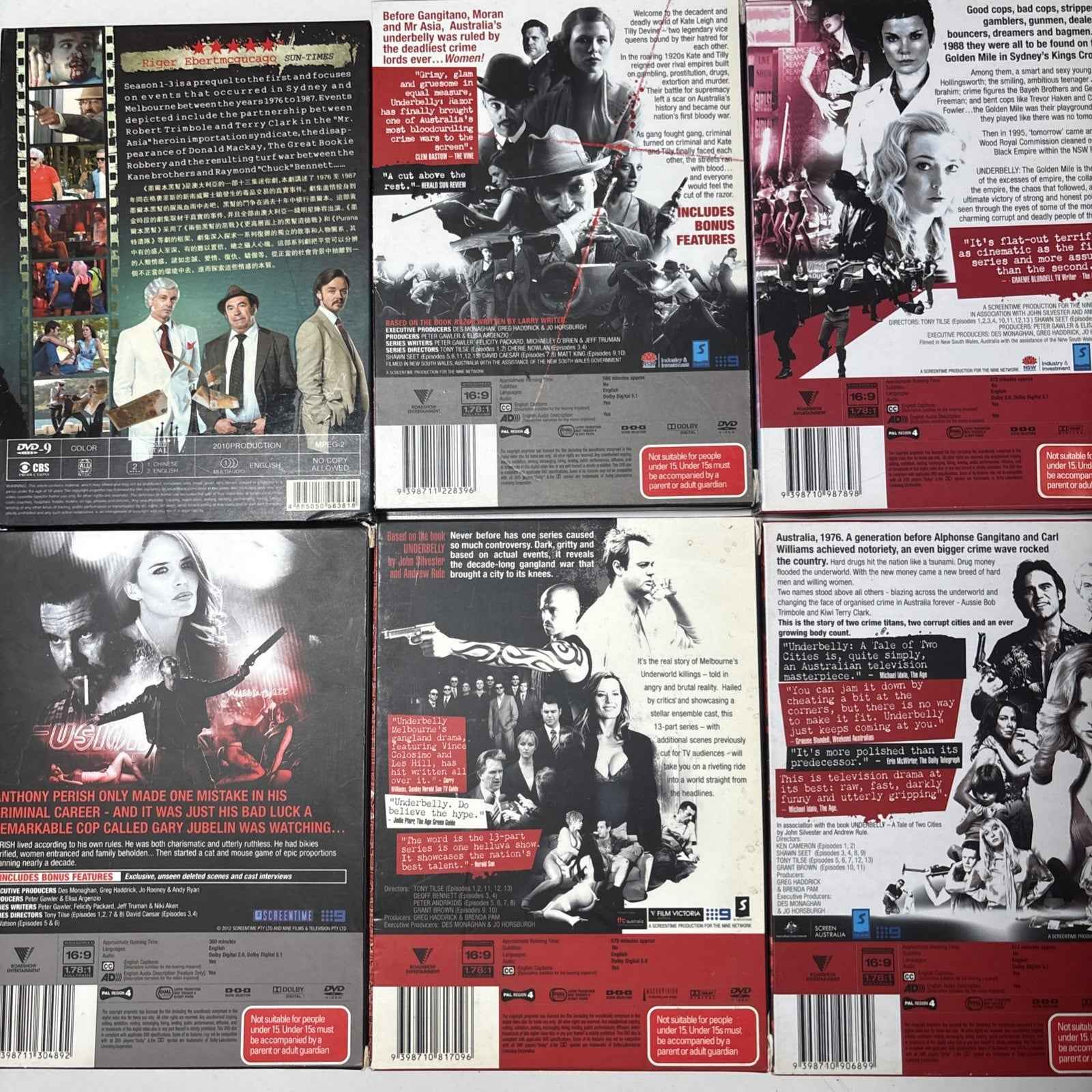 Underbelly Uncut Dvd Lot Golden Mile Badness Razor A Tale of Two Cities R4 Pal