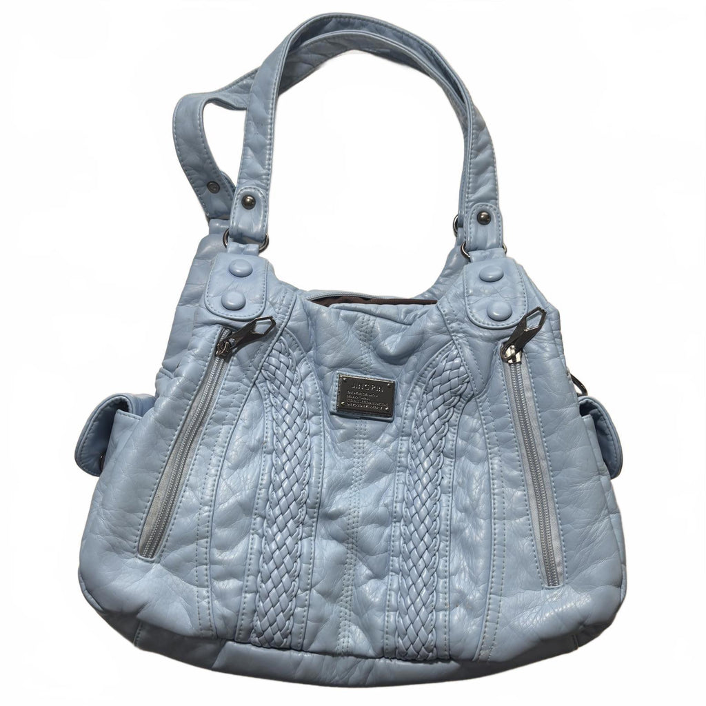 Light Blue Women's Shoulder Bag with Braided Detailing - Come Sell Nearly Anything