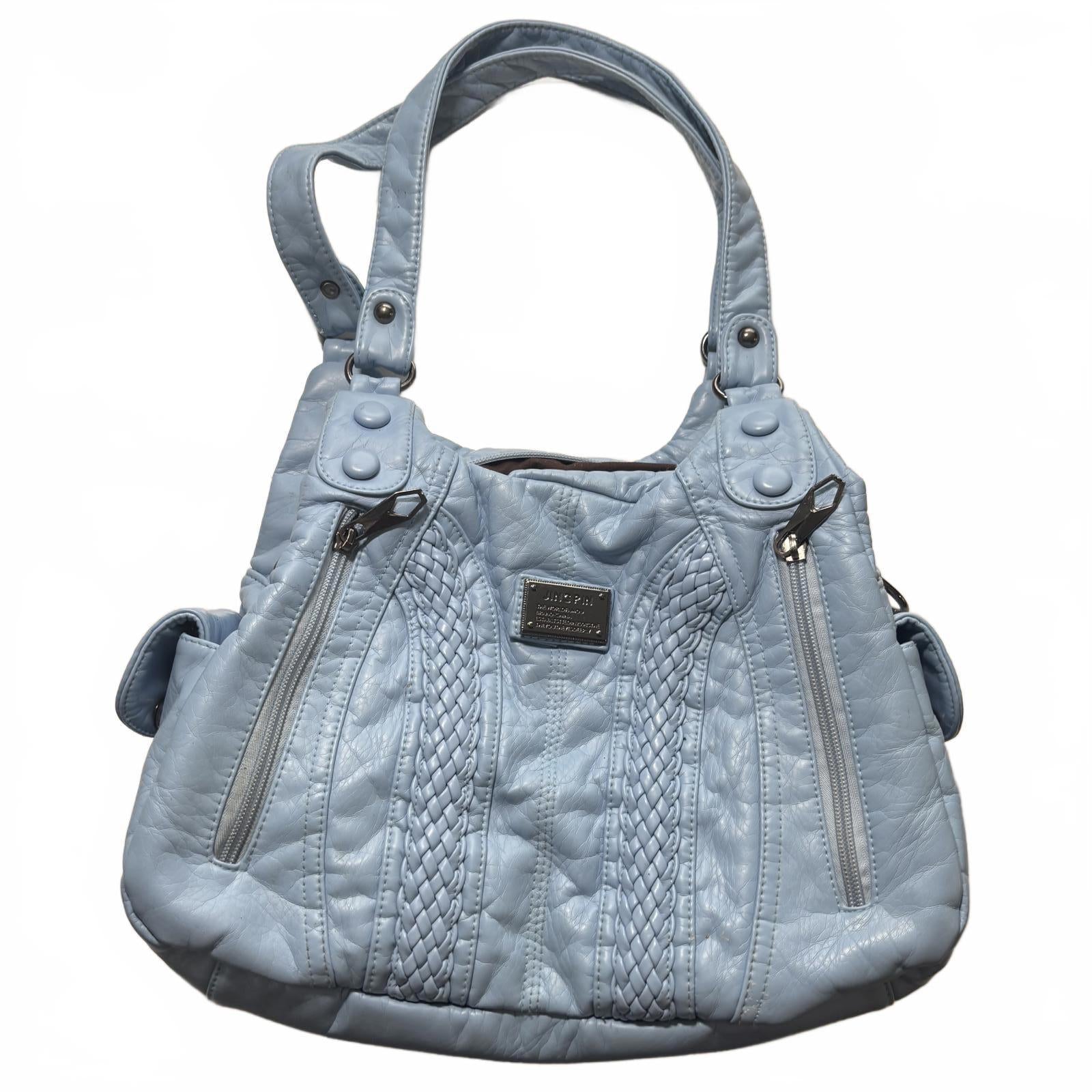 Light Blue Women's Shoulder Bag with Braided Detailing - Come Sell Nearly Anything