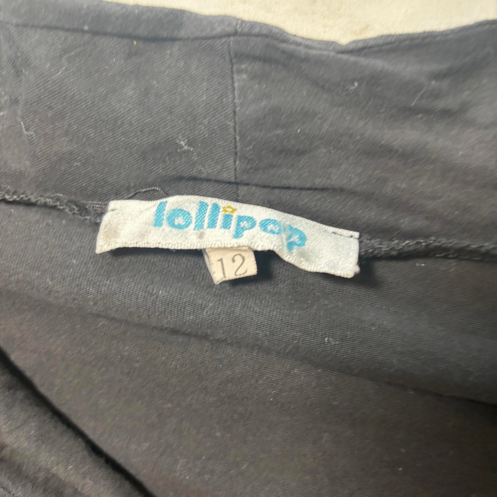 Lollipop Black Cotton Women's Top Size 12 with Asymmetric Zipper - Come Sell Nearly Anything