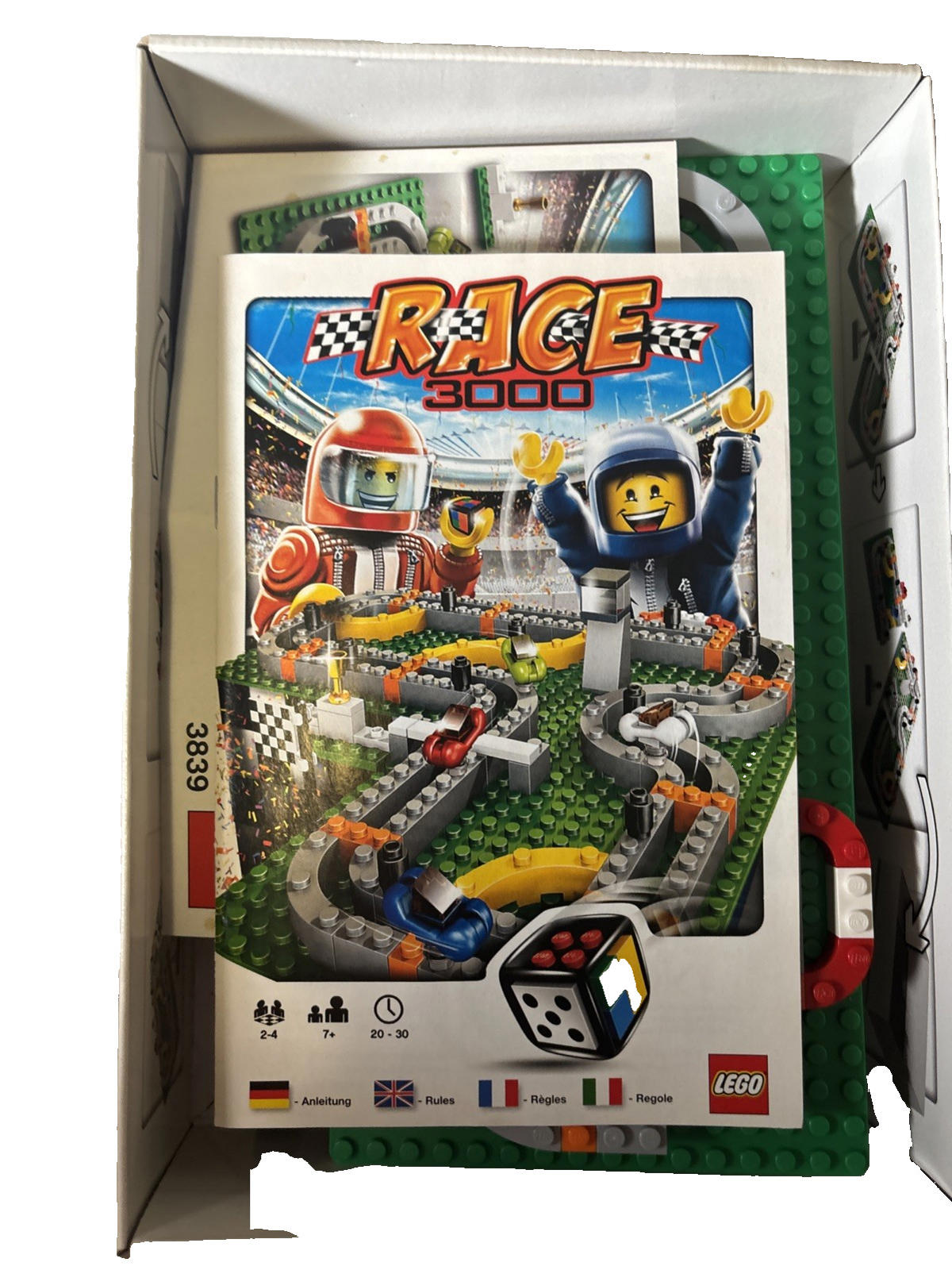 Lego Race 3000 Board Game 3839 Racing Track Complete w/Box & Manuals (Used).