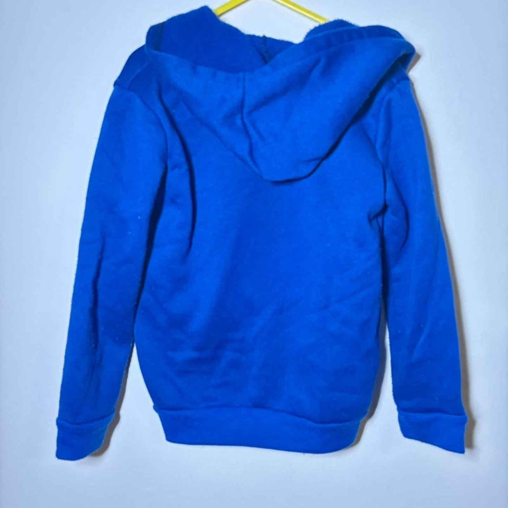 Royal blue Adidas zip-up hoodie with iconic logo kids size 7/8