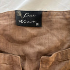 Free Woman Brown Linen Embroidered Top Size 14 - Come Sell Nearly Anything