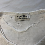 Venetia Linea Giovane Women's Short Sleeve Knit Top - White, Size 2 VTG - Come Sell Nearly Anything