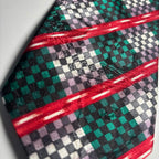 Gold City Men's Tie Red Green Checkered Pattern Trump