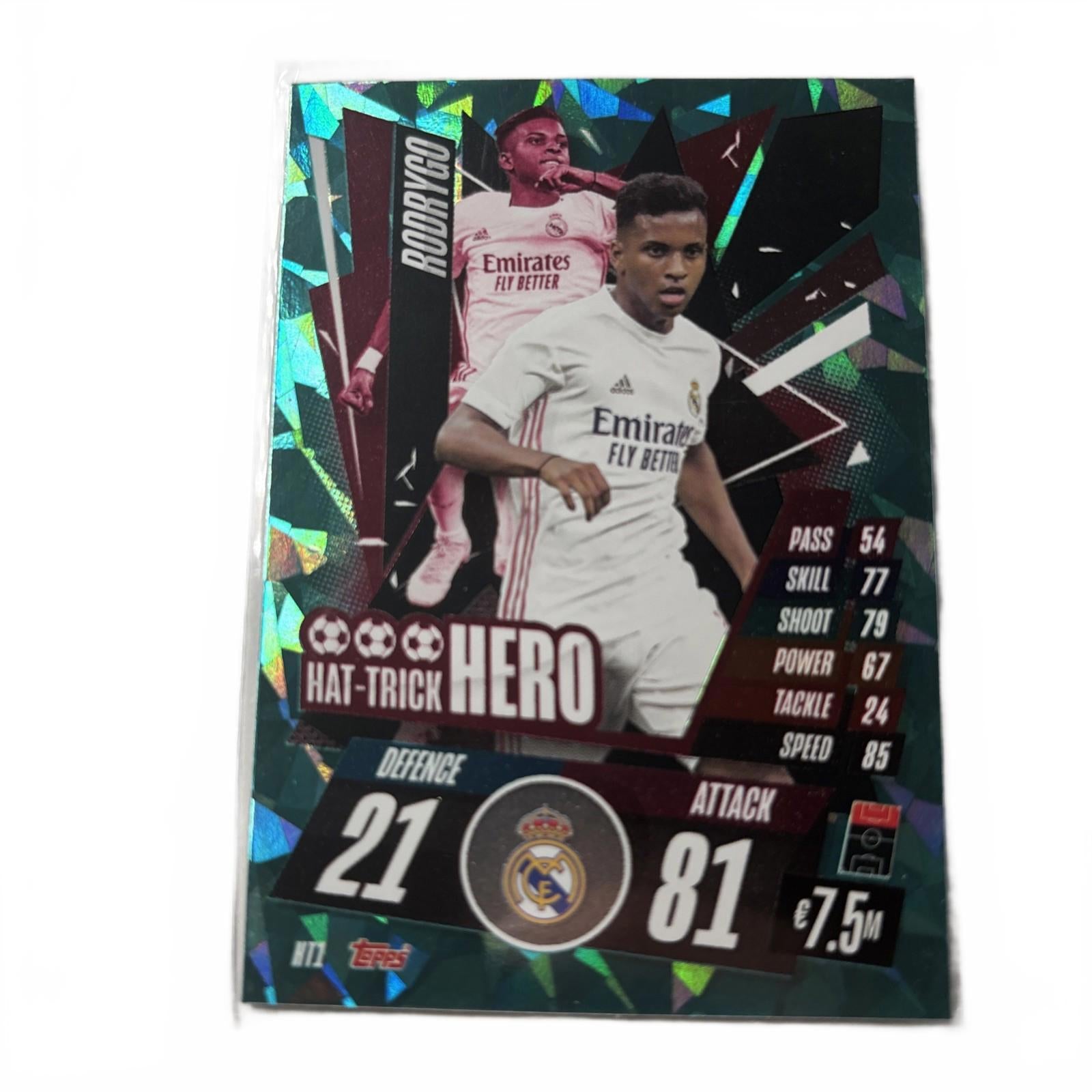Rodrygo 2021-22 Topps Match Attax UEFA Champions League #HT1 Hat Trick Hero Foil