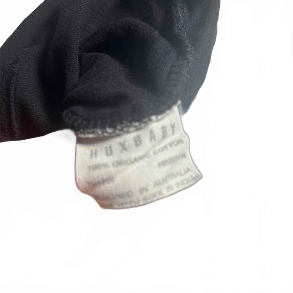 Huxbaby Black Baby T-Shirt with Large X Print, Size 1