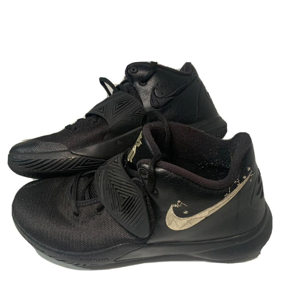 Men's NIKE 'Kyrie Flytrap 3' Sz 9.5 US BBall Black Leather Mesh Gold swoosh. - Come Sell Nearly Anything