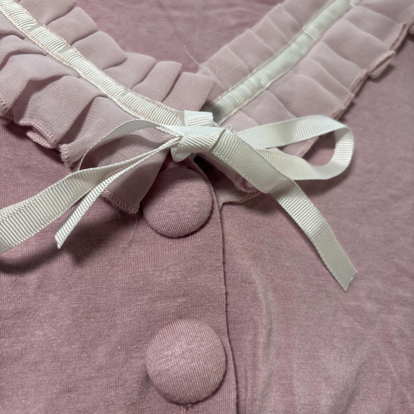 Spiral Small Pink Ruffle Trim Cardigan Sweater - Come Sell Nearly Anything