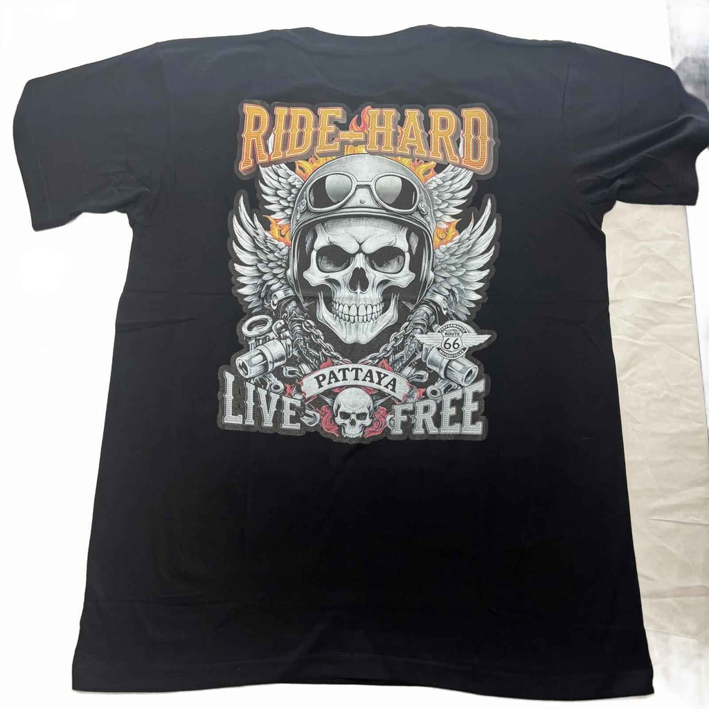 R66 Performance Men's Black Graphic T-Shirt Size XL Ride Hard Skull #Motorcycle