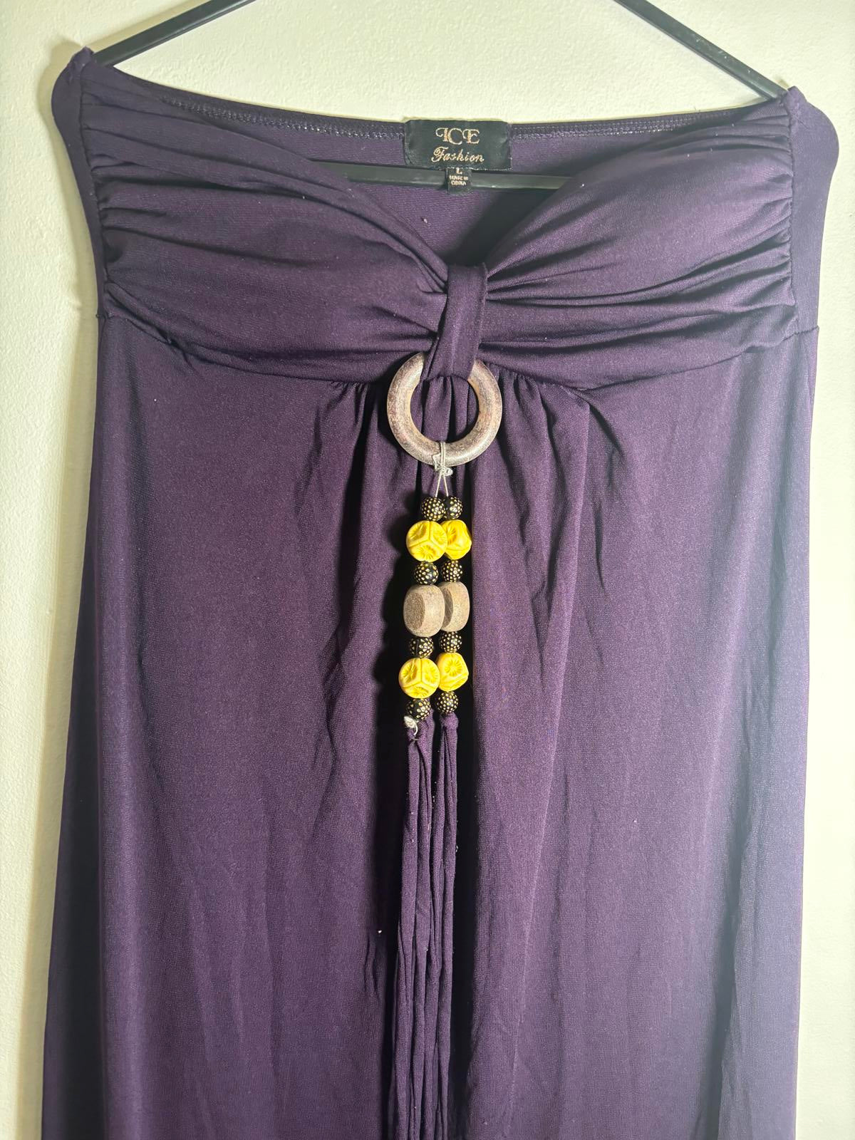 ICE Fashion Purple Maxi Dress with Decorative Front Ring Large - Come Sell Nearly Anything