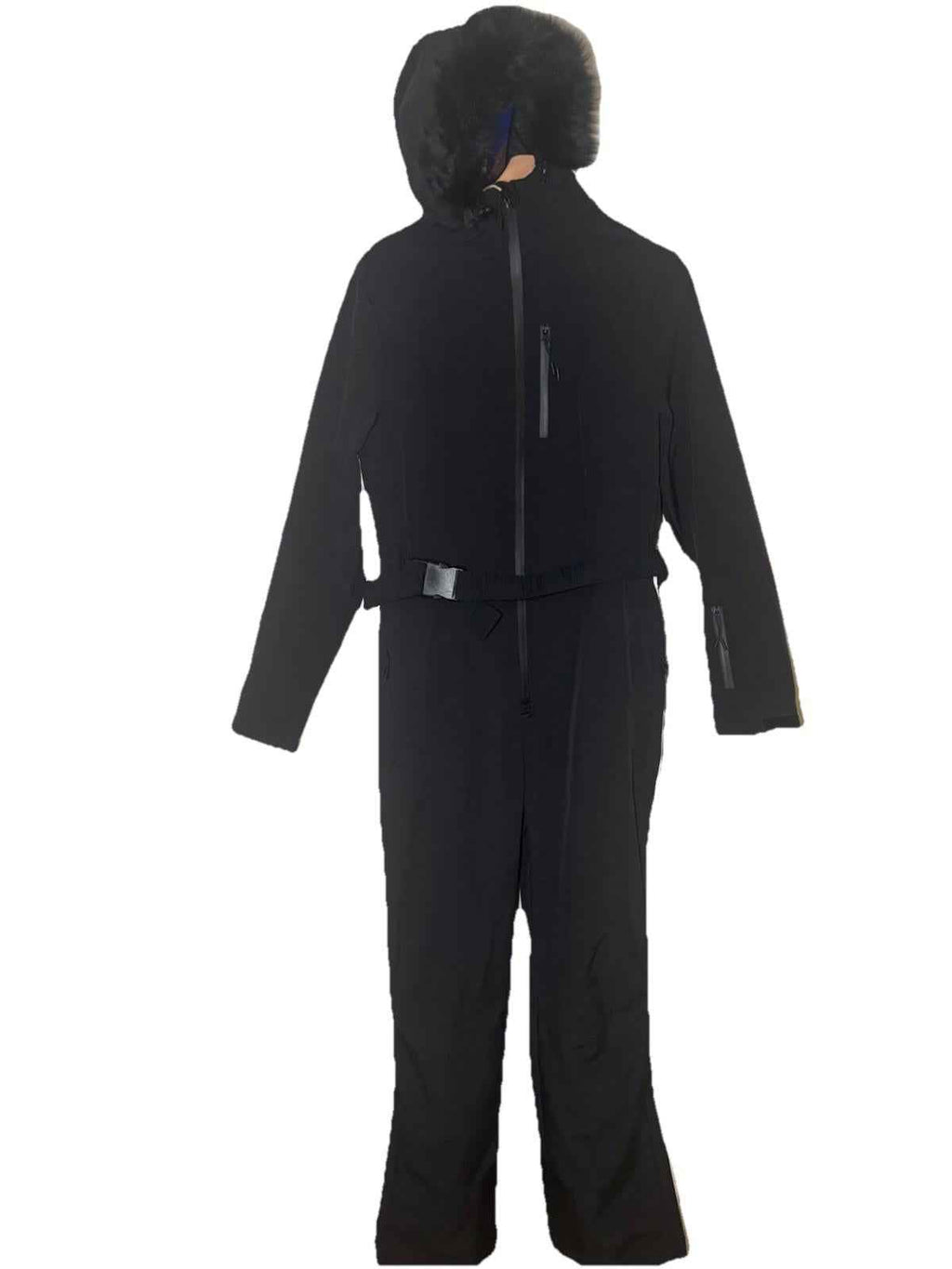 CRANE Ladies Ski Snow Snowboarding Suit Size L BNWT Black Faux Fur Trim H1
