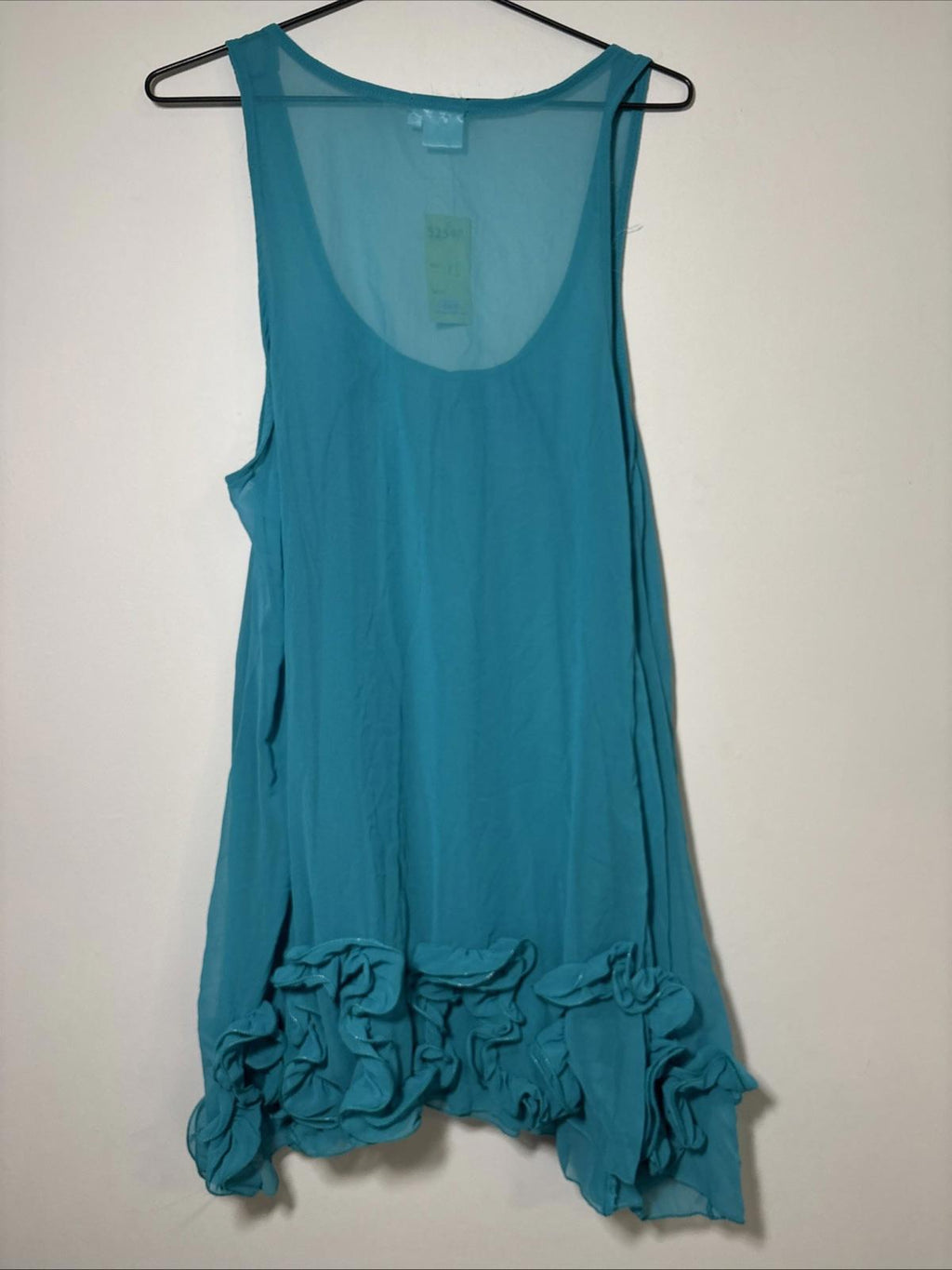 Filo S 14 Green Very Sheer Long Sleeveless Top Handkerchief Hem  BNWT - Come Sell Nearly Anything