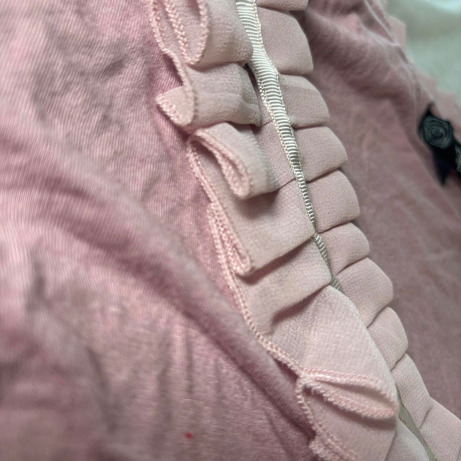 Spiral Small Pink Ruffle Trim Cardigan Sweater - Come Sell Nearly Anything