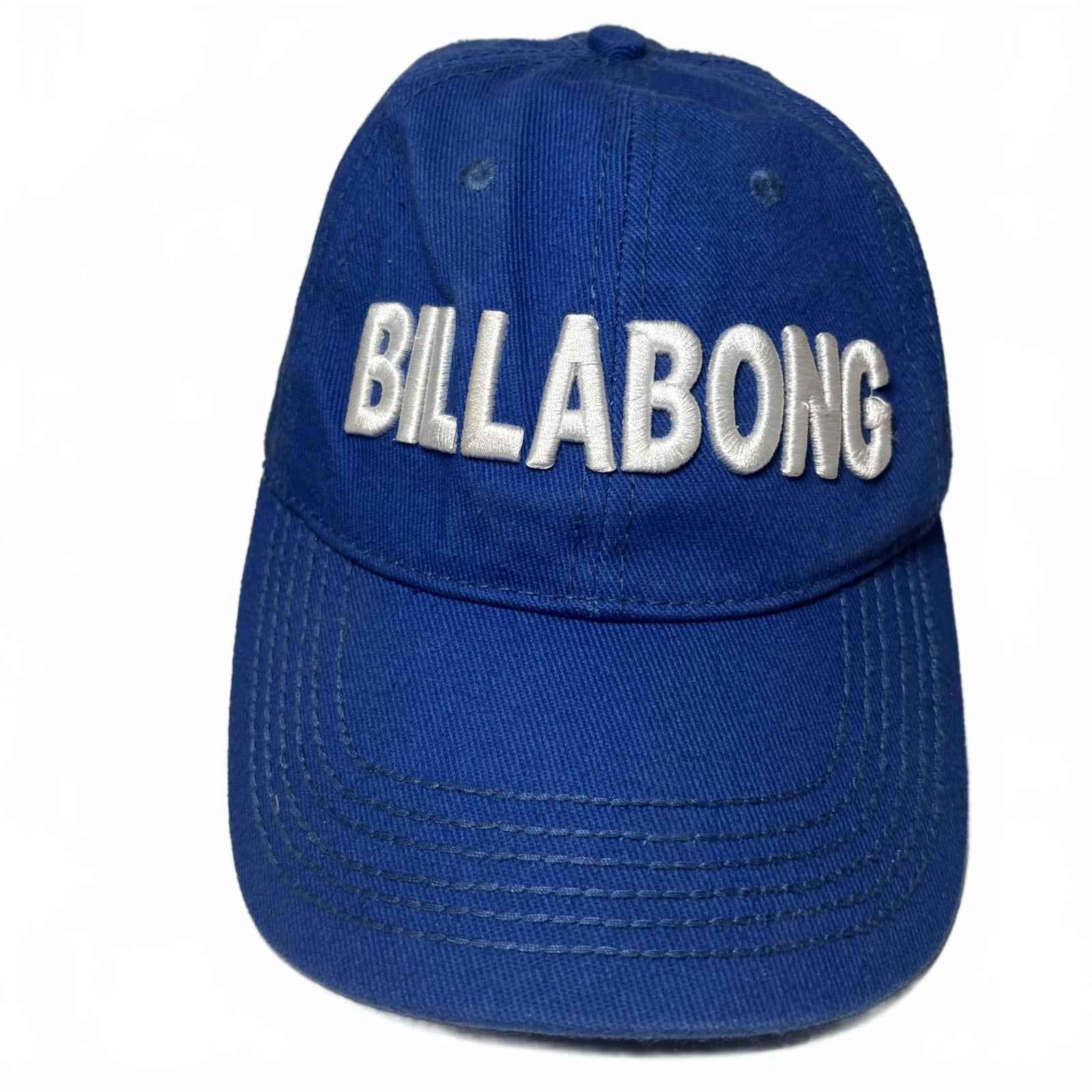 Billabong Vintage 6 Panel Adjust Cap Hat Spell Out Cotton Blue