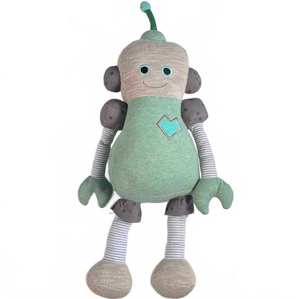 Nana Huchy Robot Plush 40cm Grey Soft Stuffed Toy Wearing Shorts.