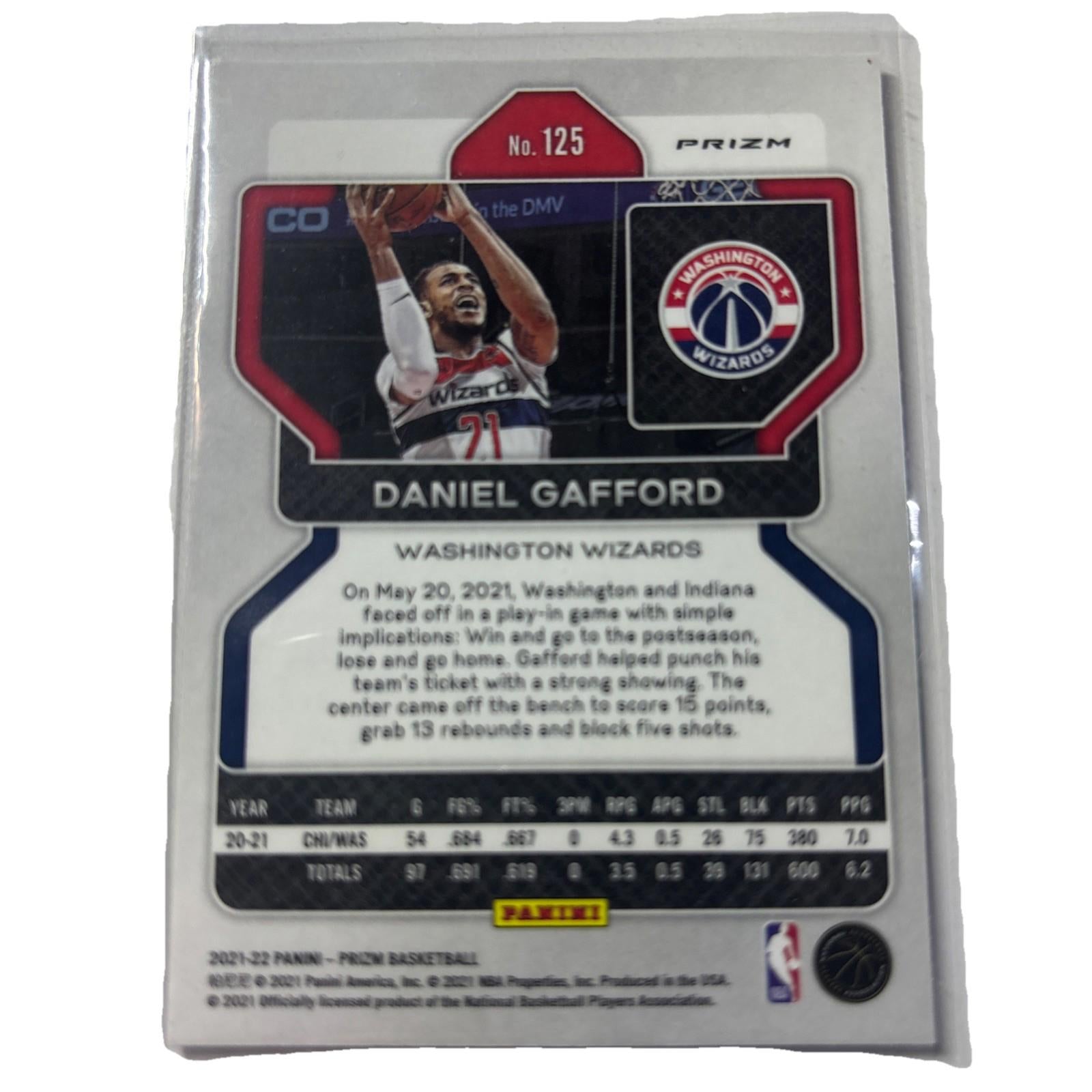 2021-22 Daniel Gafford Panini Prizm Card Washington Wizards #125