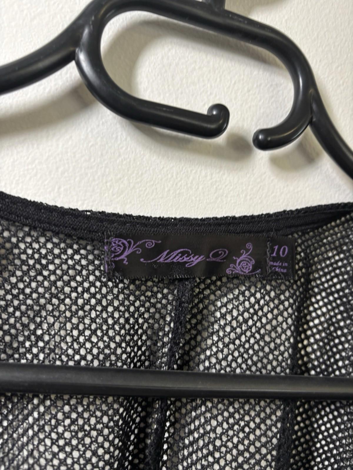 Vintage 90s-Style Missy Q Sheer Black Polyester Blouse Long Stretch top - S 10 - Come Sell Nearly Anything