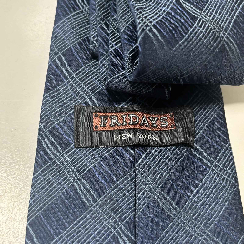 Fridays New York Men's Blue Patterned Tie Classic Diamond Check