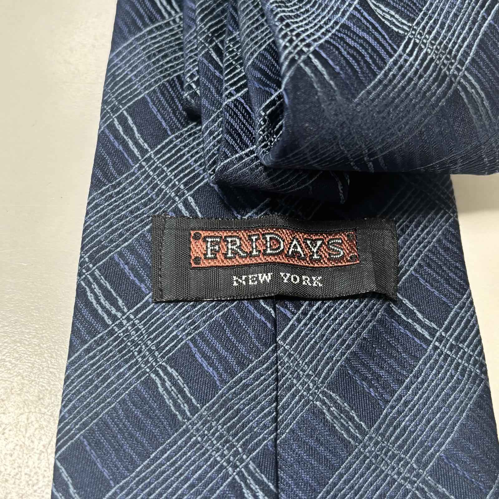 Fridays New York Men's Blue Patterned Tie Classic Diamond Check