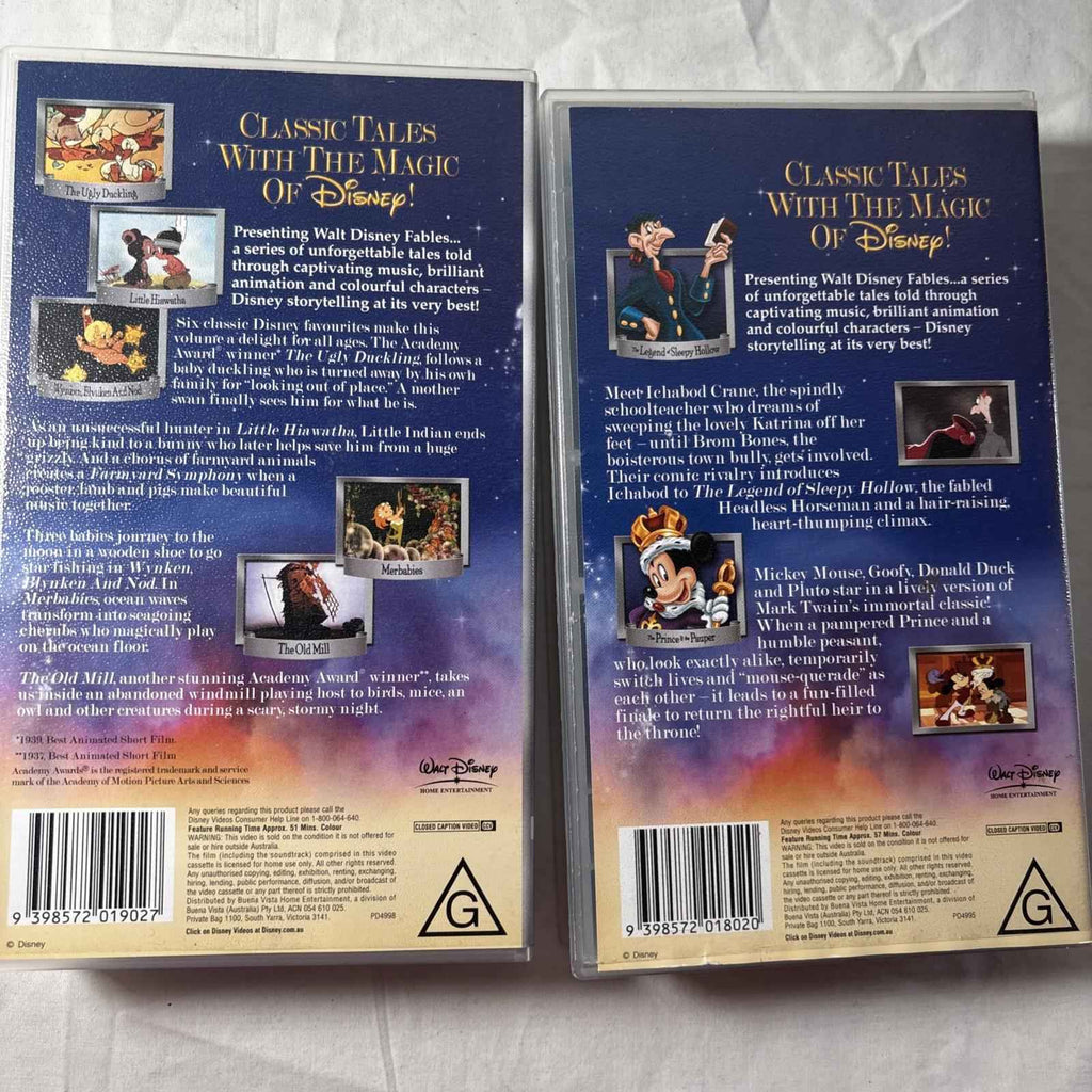 Fables - Volume 1 & 2 - Walt Disney - VHS Video