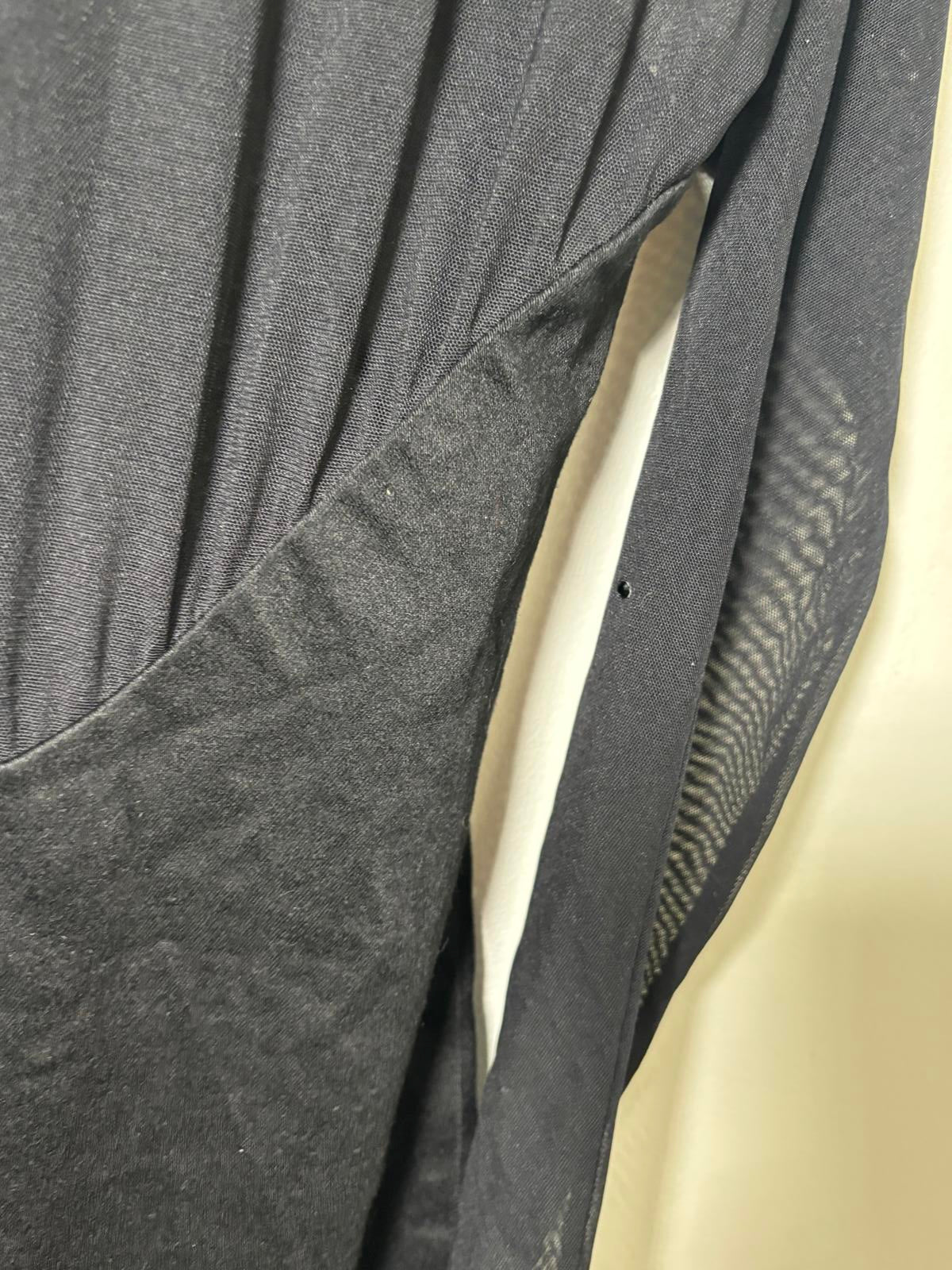 Authentic D&G Dolce Gabbana Black Sheer Mesh Panel Maxi Dress Long Sleeve - Come Sell Nearly Anything