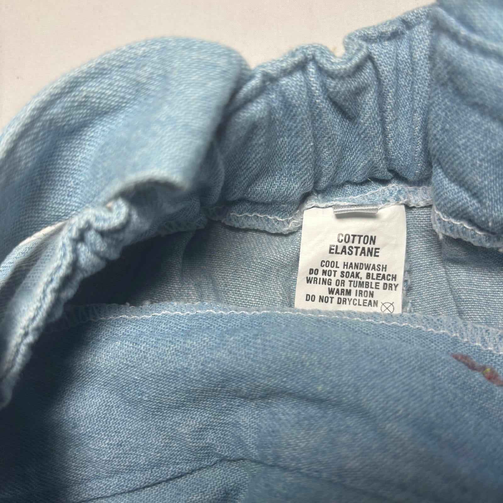 Denim Overalls Light Blue Cotton Elastane Adjustable Straps