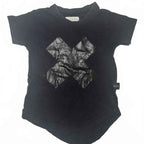 Huxbaby Black Baby T-Shirt with Large X Print, Size 1