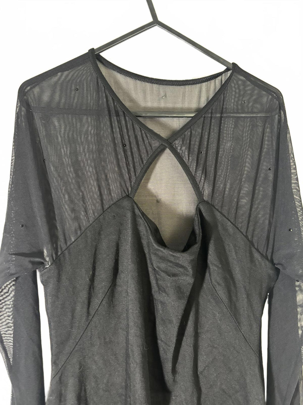 Authentic D&G Dolce Gabbana Black Sheer Mesh Panel Maxi Dress Long Sleeve - Come Sell Nearly Anything