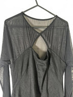 Authentic D&G Dolce Gabbana Black Sheer Mesh Panel Maxi Dress Long Sleeve - Come Sell Nearly Anything