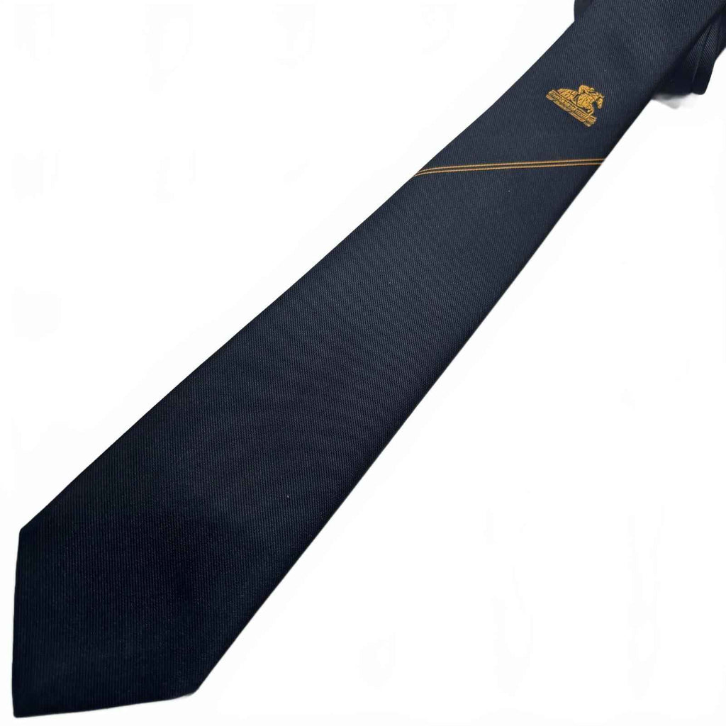 Rodney Navy Blue Club & Souvenir Tie with Gold Stripe and Emblem