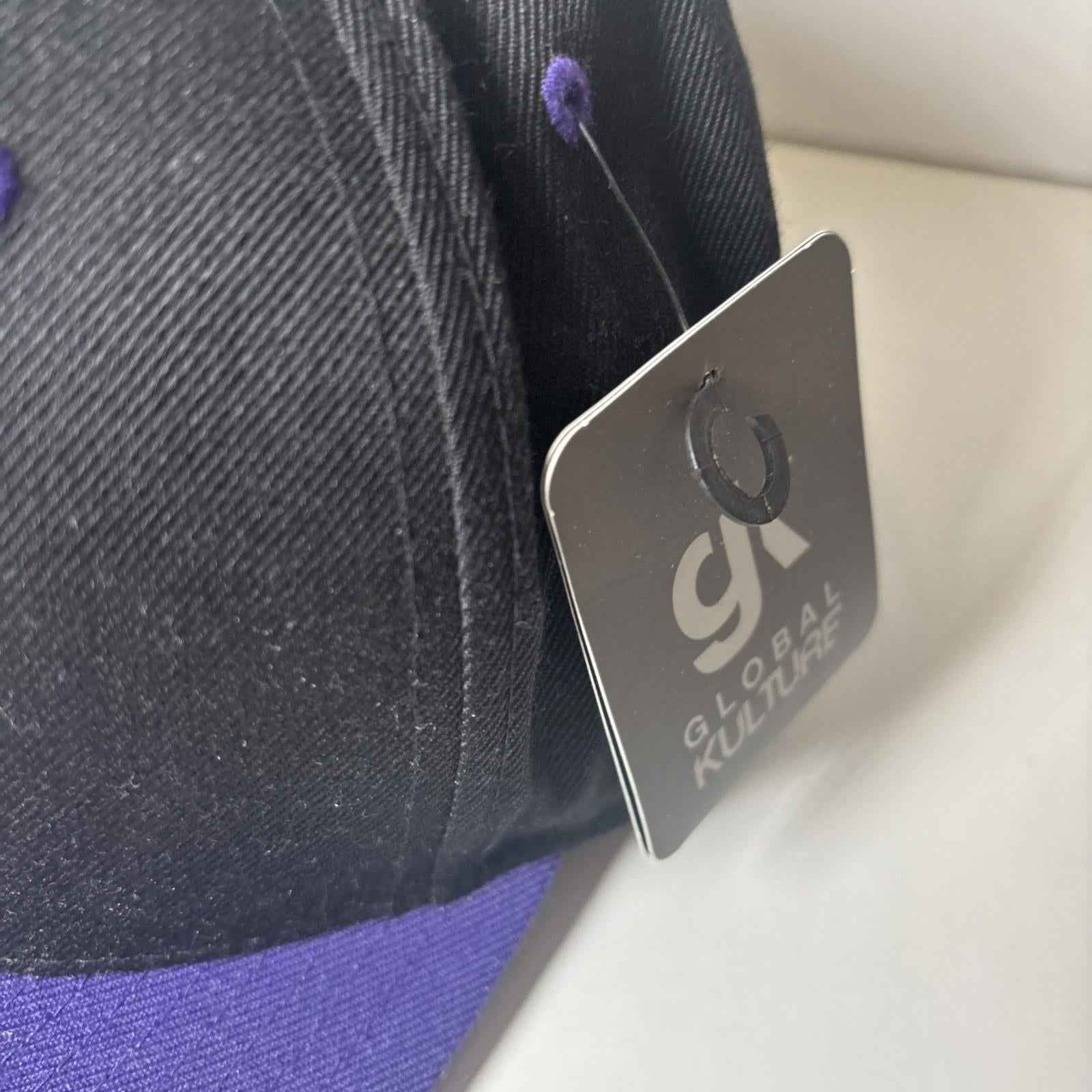 Global Kulture Black Purple Ball Cap Hat Snapback Baseball BNWT
