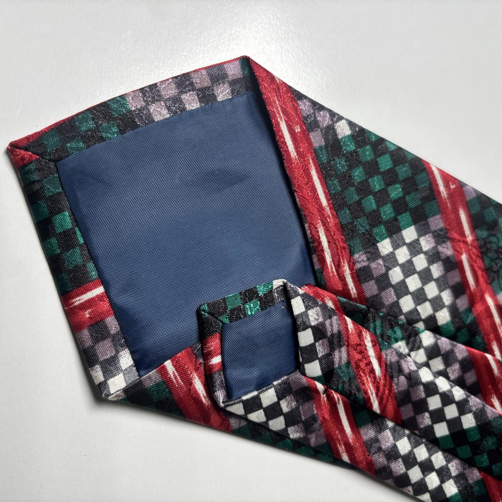 Gold City Men's Tie Red Green Checkered Pattern Trump