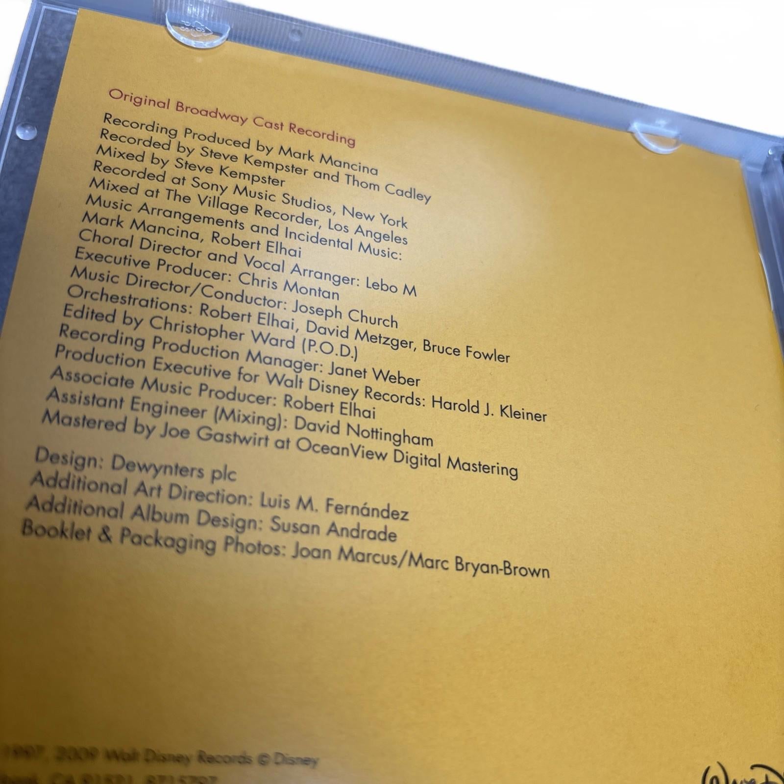 The Lion King Original Broadway Cast Recording CD And Bonus Dvd - Come Sell Nearly Anything