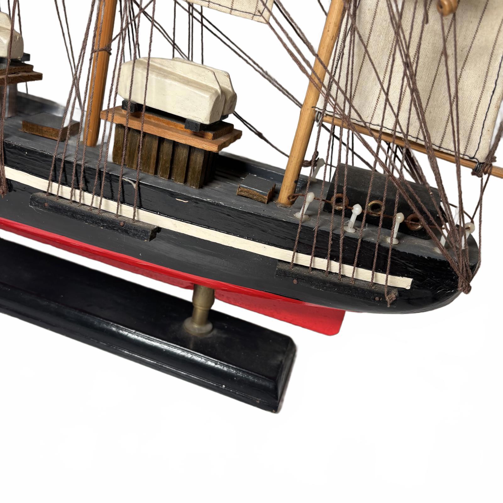 Decorative Wooden Ship Model with Fabric Sails