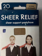 Sheer Relief Sheer Support Pantyhose 20 Denier Mini Beige Average - Come Sell Nearly Anything